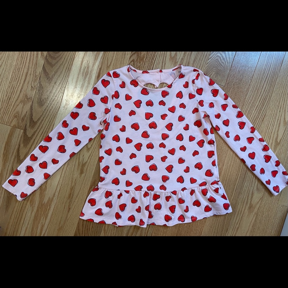 Carter’s Girl Peplum Top (Pink w/red hearts) 10/12